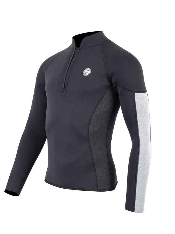 Two Bare Feet Perspective Half Zip 2.5mm Wetsuit Jacket (Black/Grey/Grey) 2 Two Bare Feet Perspective Half Zip 2.5mm Wetsuit Jacket (Black/Grey/Grey) - Image 2