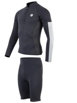Two Bare Feet Perspective Half Zip 2.5mm Wetsuit Jacket & Shorts Set (Black/Grey/Grey) -Surf Tide Motion up8u54 0