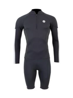 Two Bare Feet Perspective Half Zip 2.5mm Wetsuit Jacket & Shorts Set (Black/Grey/Grey)