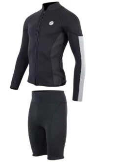 Two Bare Feet Perspective Full Zip 2.5mm Wetsuit Jacket & Shorts Set (Black/Grey/Grey) -Surf Tide Motion utin8f s