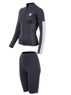 Two Bare Feet Unisex Perspective Full Zip 2.5mm Wetsuit Jacket & Shorts Set (Black/Grey/Grey) 10 Two Bare Feet Unisex Perspective Full Zip 2.5mm Wetsuit Jacket & Shorts Set (Black/Grey/Grey) -Surf Tide Motion utin8f s 1