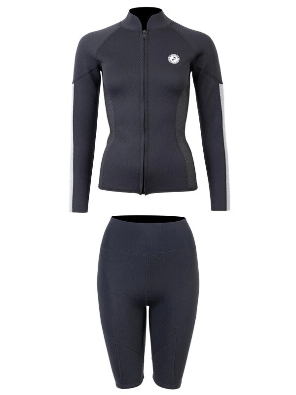 Two Bare Feet Unisex Perspective Full Zip 2.5mm Wetsuit Jacket & Shorts Set (Black/Grey/Grey) 2 Two Bare Feet Unisex Perspective Full Zip 2.5mm Wetsuit Jacket & Shorts Set (Black/Grey/Grey) - Image 2