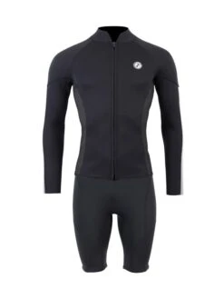 Two Bare Feet Perspective Full Zip 2.5mm Wetsuit Jacket & Shorts Set (Black/Grey/Grey)