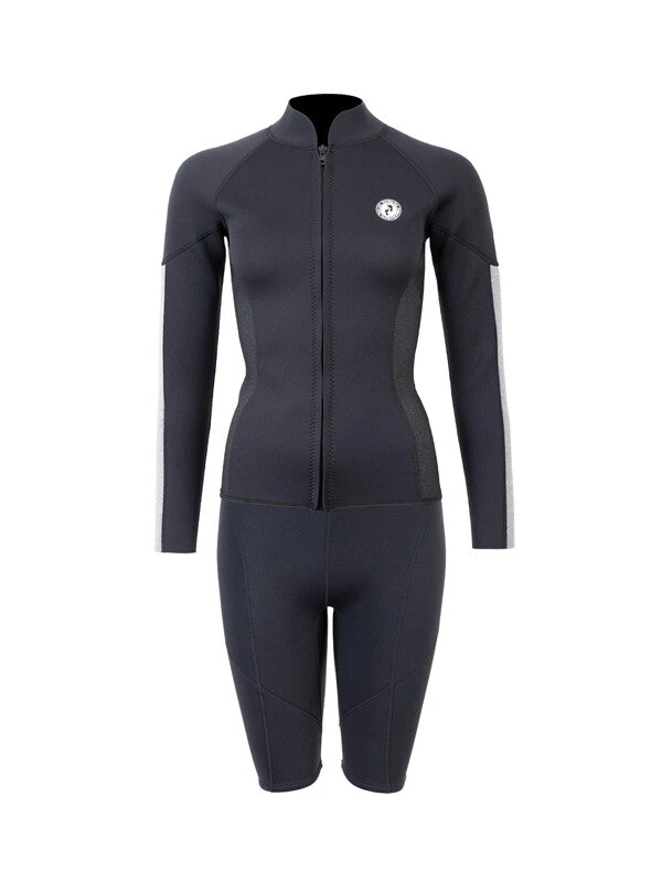 Two Bare Feet Unisex Perspective Full Zip 2.5mm Wetsuit Jacket & Shorts Set (Black/Grey/Grey) 1 Two Bare Feet Unisex Perspective Full Zip 2.5mm Wetsuit Jacket & Shorts Set (Black/Grey/Grey)