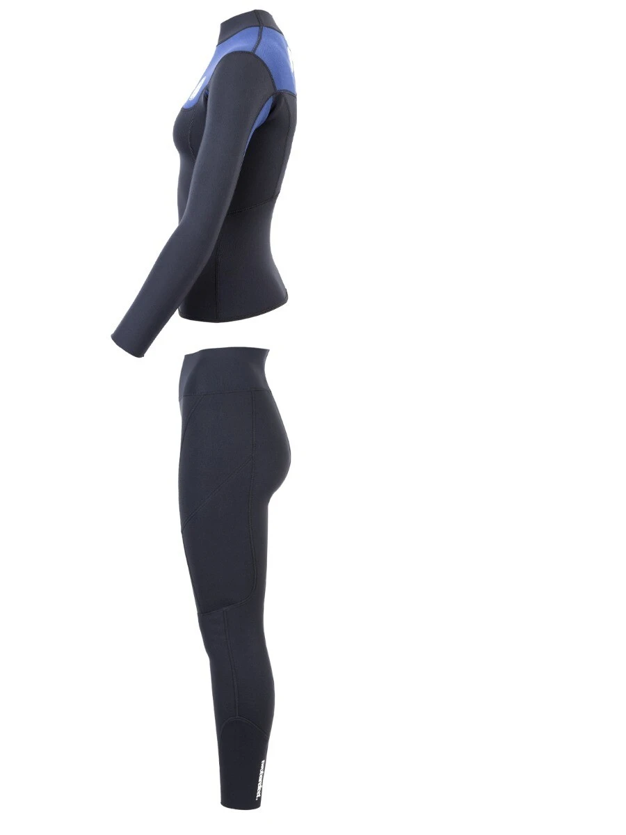 Two Bare Feet Womens Aspect Fleece Lined Zipless Thermal 2.5mm Superstretch Wetsuit Top & Pants Set (Black/Blue) 4 Two Bare Feet Womens Aspect Fleece Lined Zipless Thermal 2.5mm Superstretch Wetsuit Top & Pants Set (Black/Blue) - Image 4