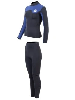 Two Bare Feet Womens Aspect Fleece Lined Zipless Thermal 2.5mm Superstretch Wetsuit Top & Pants Set (Black/Blue) 10 Two Bare Feet Womens Aspect Fleece Lined Zipless Thermal 2.5mm Superstretch Wetsuit Top & Pants Set (Black/Blue) -Surf Tide Motion w3s3fr y
