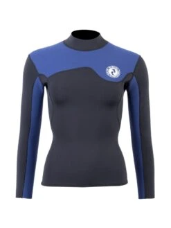 Two Bare Feet Womens Aspect Fleece Lined Zipless Thermal 2.5mm Superstretch Wetsuit Top & Shorts Set (Black/Blue) -Surf Tide Motion w41gh6 z