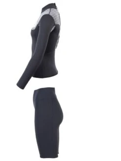 Two Bare Feet Womens Aspect Back Zip 2.5mm Wetsuit Jacket & Shorts Set (Black/Grey Stripes) -Surf Tide Motion w4wb7b k