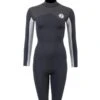 Two Bare Feet Womens Aspect Fleece Lined Zipless Thermal 2.5mm Superstretch Wetsuit Top & Shorts Set (Black/Grey/Grey)