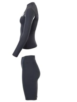 Two Bare Feet Womens Aspect Fleece Lined Zipless Thermal 2.5mm Superstretch Wetsuit Top & Shorts Set (Black/Grey/Grey) -Surf Tide Motion w6f57b i