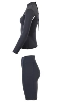 Two Bare Feet Womens Aspect Back Zip 2.5mm Wetsuit Jacket & Shorts Set (Black/Grey/Grey) -Surf Tide Motion w89q3f y