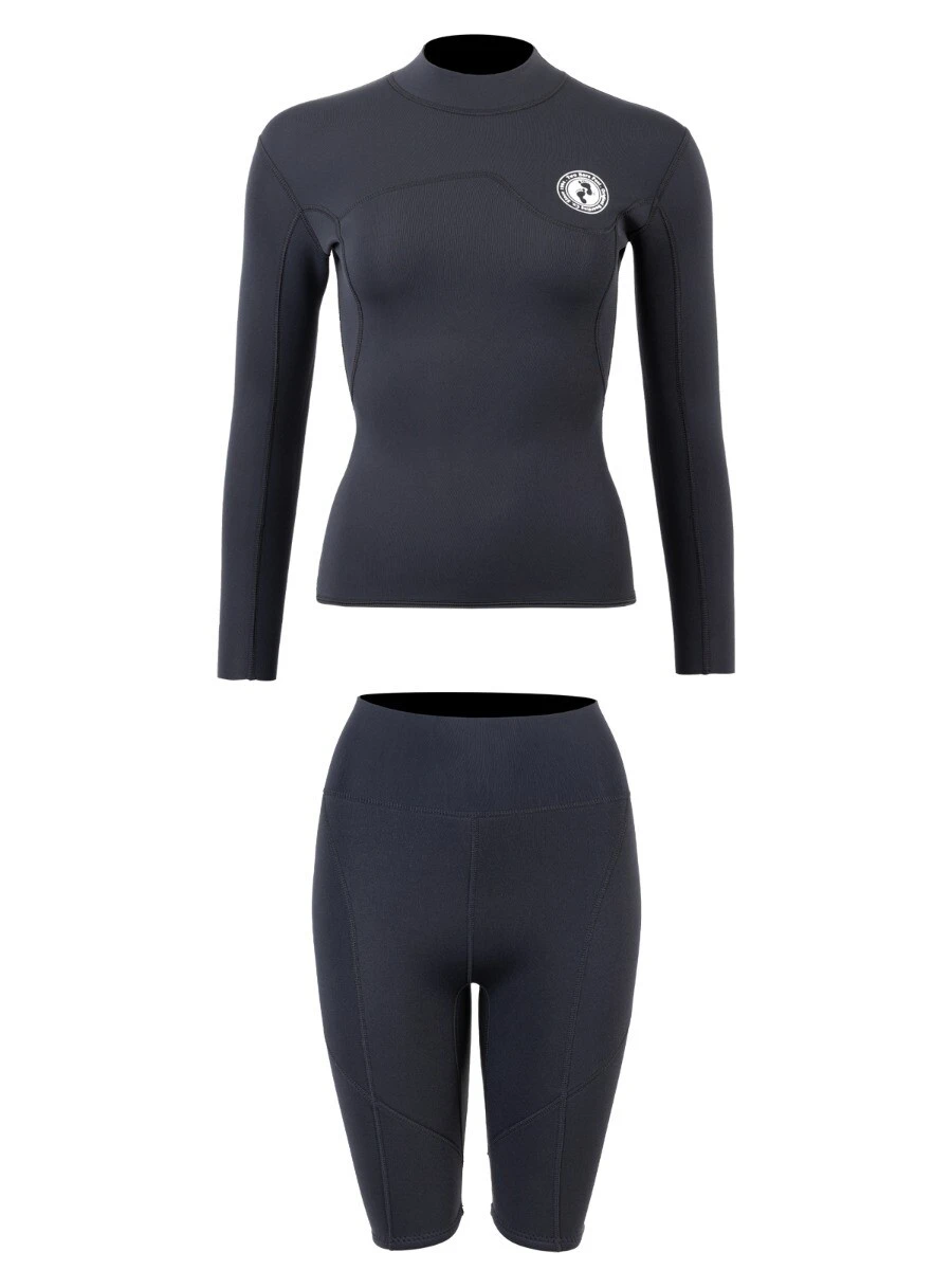 Two Bare Feet Womens Aspect Fleece Lined Zipless Thermal 2.5mm Superstretch Wetsuit Top & Shorts Set (Black) 2 Two Bare Feet Womens Aspect Fleece Lined Zipless Thermal 2.5mm Superstretch Wetsuit Top & Shorts Set (Black) - Image 2