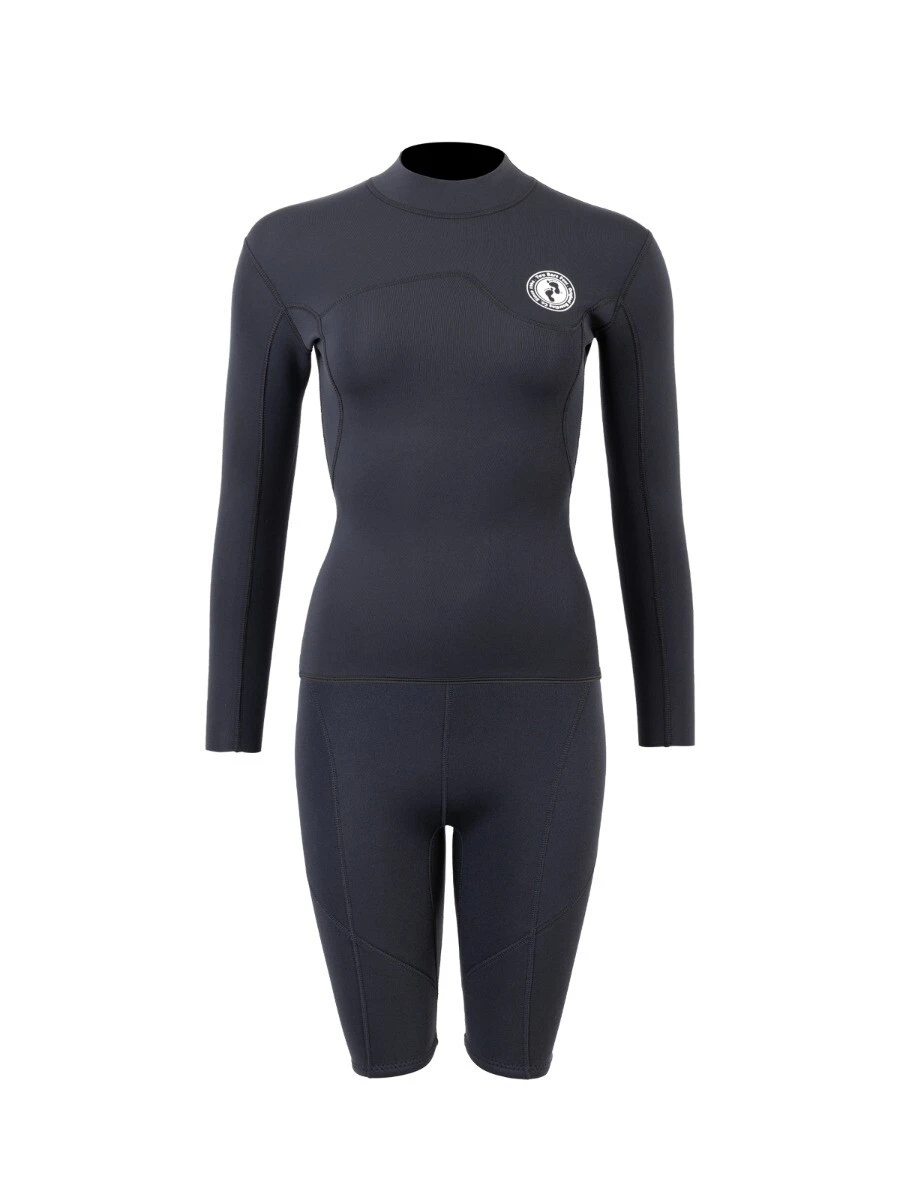 Two Bare Feet Womens Aspect Fleece Lined Zipless Thermal 2.5mm Superstretch Wetsuit Top & Shorts Set (Black) 1 Two Bare Feet Womens Aspect Fleece Lined Zipless Thermal 2.5mm Superstretch Wetsuit Top & Shorts Set (Black)