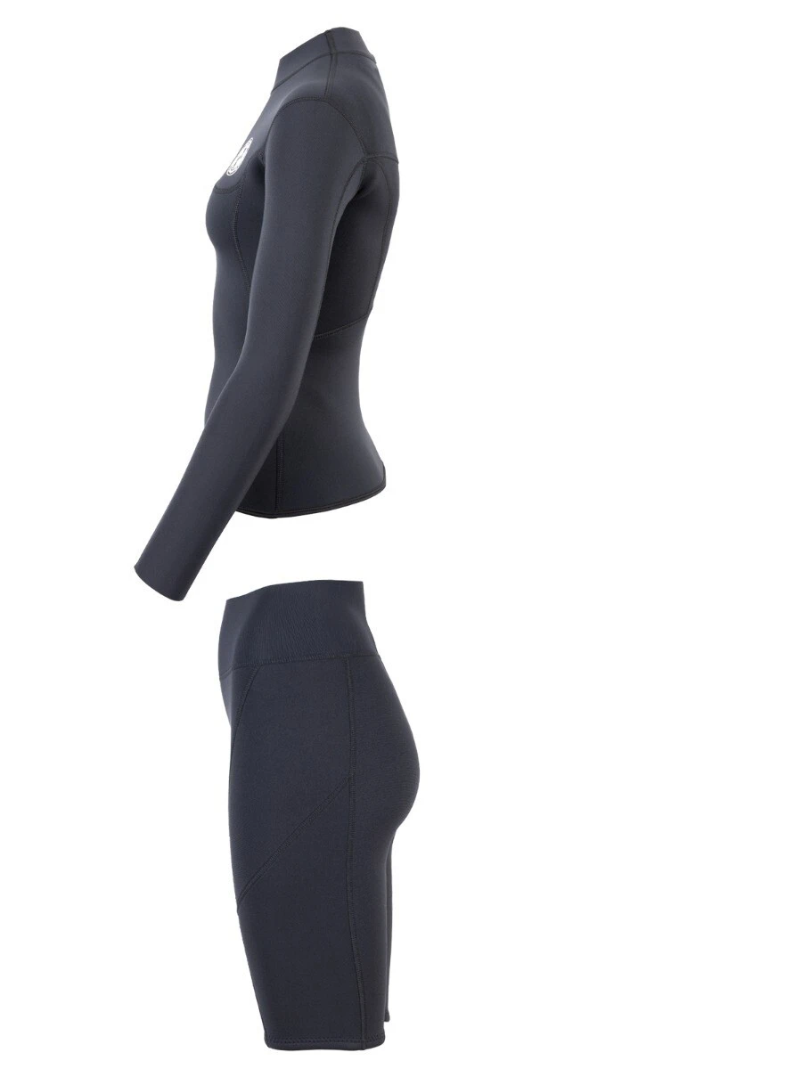 Two Bare Feet Womens Aspect Fleece Lined Zipless Thermal 2.5mm Superstretch Wetsuit Top & Shorts Set (Black) 4 Two Bare Feet Womens Aspect Fleece Lined Zipless Thermal 2.5mm Superstretch Wetsuit Top & Shorts Set (Black) - Image 4