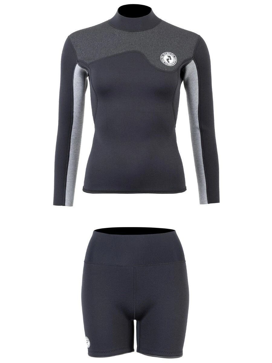 Two Bare Feet Womens Aspect Back Zip 2.5mm Wetsuit Jacket & Hotpants Set (Black/Grey/Grey) 2 Two Bare Feet Womens Aspect Back Zip 2.5mm Wetsuit Jacket & Hotpants Set (Black/Grey/Grey) - Image 2