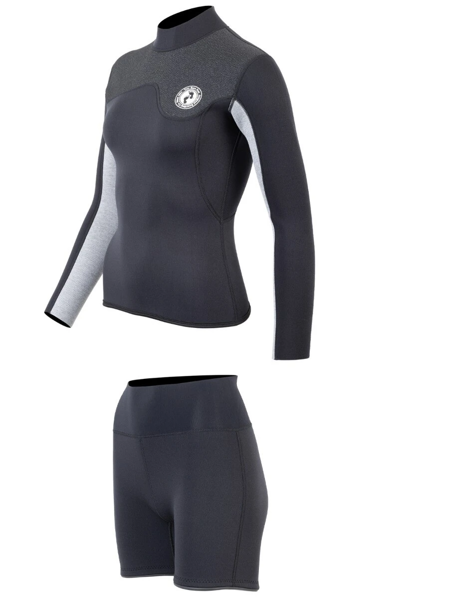 Two Bare Feet Womens Aspect Back Zip 2.5mm Wetsuit Jacket & Hotpants Set (Black/Grey/Grey) 3 Two Bare Feet Womens Aspect Back Zip 2.5mm Wetsuit Jacket & Hotpants Set (Black/Grey/Grey) - Image 3