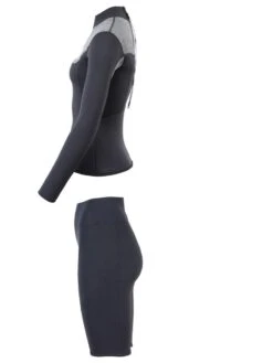 Two Bare Feet Womens Aspect Back Zip 2.5mm Wetsuit Jacket & Shorts Set (Black/Grey) -Surf Tide Motion wfqn6i r