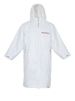 Two Bare Feet Weatherproof Changing Robe (White/Raspberry)