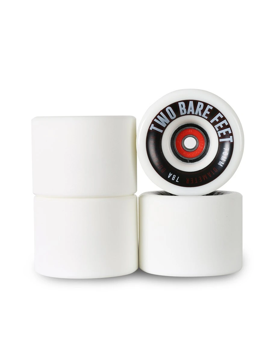 Sessions 78A Longboard Skateboard Wheels (70mm White) With Two Bare Feet Pro Series 7 Bearings 4 Sessions 78A Longboard Skateboard Wheels (70mm White) With Two Bare Feet Pro Series 7 Bearings - Image 4