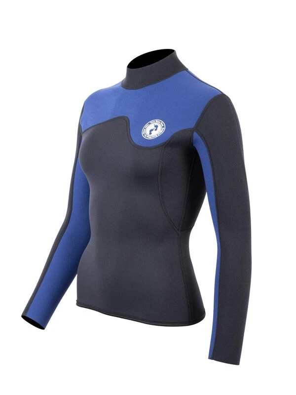Two Bare Feet Womens Aspect Back Zip 2.5mm Wetsuit Jacket (Black/Blue) 2 Two Bare Feet Womens Aspect Back Zip 2.5mm Wetsuit Jacket (Black/Blue) - Image 2