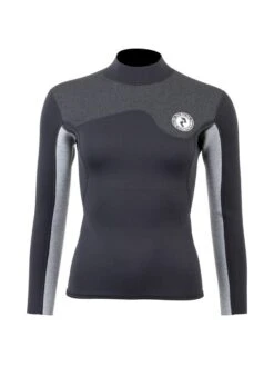 Two Bare Feet Womens Aspect Back Zip 2.5mm Wetsuit Jacket (Black/Grey/Grey)