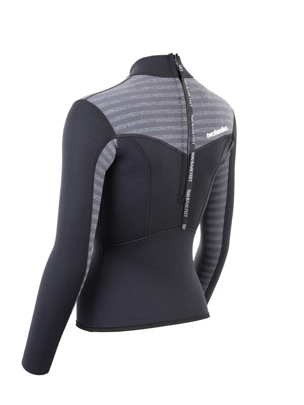 Two Bare Feet Womens Aspect Back Zip 2.5mm Wetsuit Jacket (Black/Grey Stripes) 4 Two Bare Feet Womens Aspect Back Zip 2.5mm Wetsuit Jacket (Black/Grey Stripes) - Image 4
