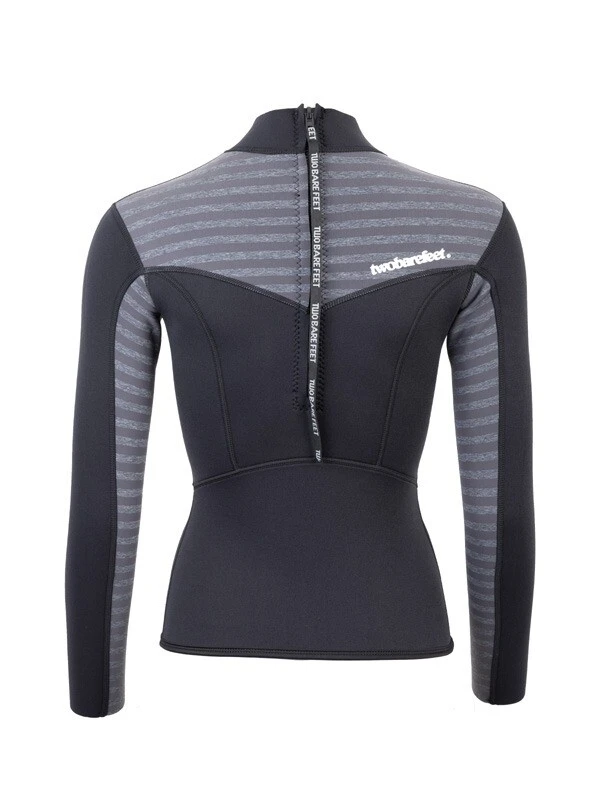 Two Bare Feet Womens Aspect Back Zip 2.5mm Wetsuit Jacket (Black/Grey Stripes) 5 Two Bare Feet Womens Aspect Back Zip 2.5mm Wetsuit Jacket (Black/Grey Stripes) - Image 5
