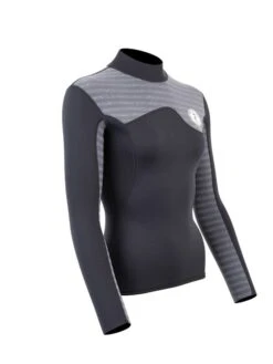 Two Bare Feet Womens Aspect Back Zip 2.5mm Wetsuit Jacket (Black/Grey Stripes) 15 Two Bare Feet Womens Aspect Back Zip 2.5mm Wetsuit Jacket (Black/Grey Stripes) -Surf Tide Motion womens aspect back zip jacket black grey 8