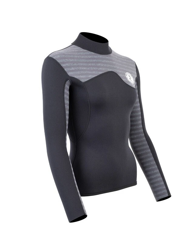 Two Bare Feet Womens Aspect Back Zip 2.5mm Wetsuit Jacket (Black/Grey Stripes) 8 Two Bare Feet Womens Aspect Back Zip 2.5mm Wetsuit Jacket (Black/Grey Stripes) - Image 8