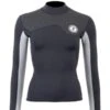 Two Bare Feet Womens Aspect Fleece Lined Zipless Thermal 2.5mm Superstretch Wetsuit Top (Black/Grey/Grey)