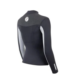 Two Bare Feet Womens Aspect Fleece Lined Zipless Thermal 2.5mm Superstretch Wetsuit Top (Black/Grey/Grey) -Surf Tide Motion womens aspect fleece lined thermal top black grey grey 6