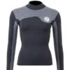 Two Bare Feet Womens Aspect Fleece Lined Zipless Thermal 2.5mm Superstretch Wetsuit Top (Black/Grey Stripe)
