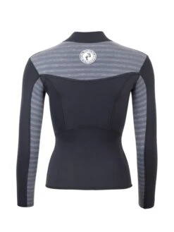 Two Bare Feet Womens Aspect Fleece Lined Zipless Thermal 2.5mm Superstretch Wetsuit Top (Black/Grey Stripe) -Surf Tide Motion womens aspect fleece lined thermal top black grey 5
