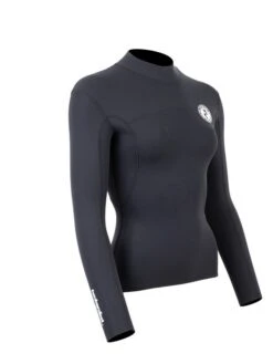 Two Bare Feet Womens Aspect Fleece Lined Zipless Thermal 2.5mm Superstretch Wetsuit Top (Black) -Surf Tide Motion womens aspect fleece lined thermal top black 8