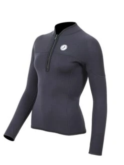 Two Bare Feet Womens Heritage 3mm Half Zip Long Sleeve Wetsuit Jacket (Black)