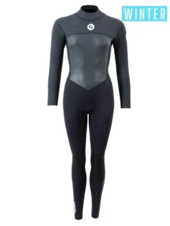 Two Bare Feet Thunderclap Pro 5/4mm Womens Winter Wetsuit (Black/Dark Grey)