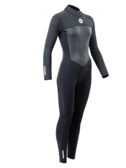 Two Bare Feet Thunderclap Pro 4/3mm Womens Winter Wetsuit (Black/Dark Grey) -Surf Tide Motion womens thunderclap pro 4.3 grey 8