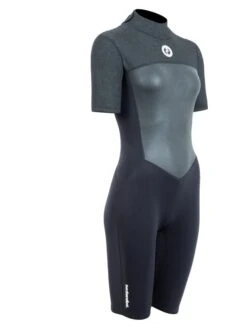 Two Bare Feet Thunderclap Pro 3/2mm Womens Shorty Wetsuit (Black/Dark Grey) -Surf Tide Motion womens thunderclap pro shorty dark 8
