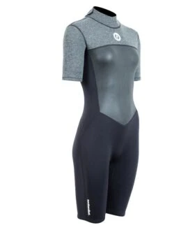 Two Bare Feet Thunderclap Pro 3/2mm Womens Shorty Wetsuit (Black/Delta Grey) -Surf Tide Motion womens thunderclap pro shorty delta 8
