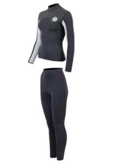 Two Bare Feet Womens Aspect Fleece Lined Zipless Thermal 2.5mm Superstretch Wetsuit Top & Pants Set (Black/Grey/Grey) -Surf Tide Motion wurbqt u