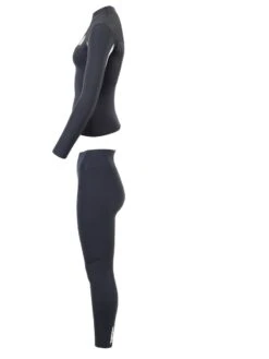 Two Bare Feet Womens Aspect Fleece Lined Zipless Thermal 2.5mm Superstretch Wetsuit Top & Pants Set (Black/Grey/Grey) -Surf Tide Motion wurbqt x