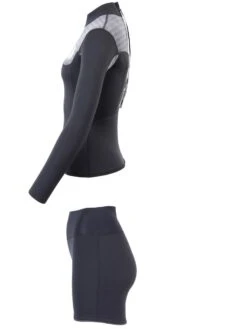 Two Bare Feet Womens Aspect Back Zip 2.5mm Wetsuit Jacket & Hotpants Set (Black/Grey Stripes) 11 Two Bare Feet Womens Aspect Back Zip 2.5mm Wetsuit Jacket & Hotpants Set (Black/Grey Stripes) -Surf Tide Motion wv52my w