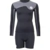 Two Bare Feet Womens Aspect Back Zip 2.5mm Wetsuit Jacket & Hotpants Set (Black/Grey Stripes)