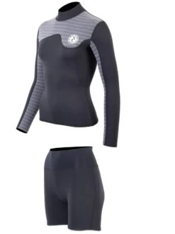 Two Bare Feet Womens Aspect Back Zip 2.5mm Wetsuit Jacket & Hotpants Set (Black/Grey Stripes) 10 Two Bare Feet Womens Aspect Back Zip 2.5mm Wetsuit Jacket & Hotpants Set (Black/Grey Stripes) -Surf Tide Motion wv52mz 3